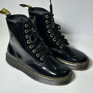 Dr. Martens Black Patent Leather Zavala Combat Boot Size US Women 5/ UK 4/ EU37